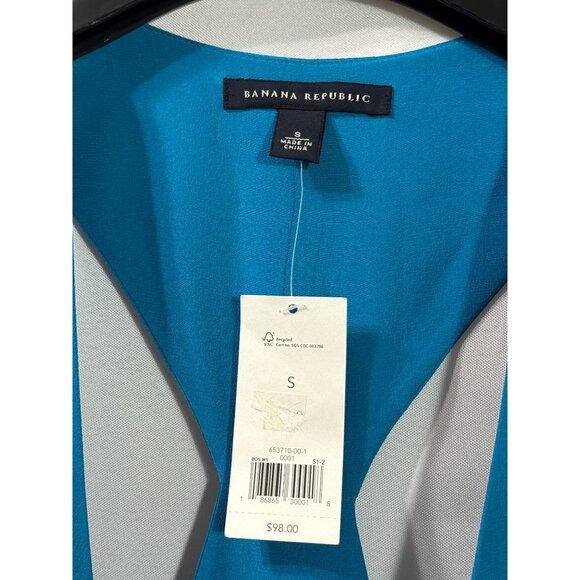 Banana Republic Blue Sleeveless Silk Dress Racerback Size S New - Picture 3 of 6